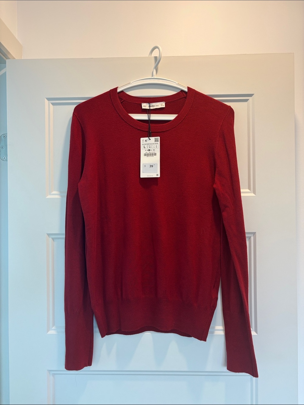 Zara Wine Red Crewneck Sweater